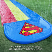 DP Audio Video SM300WS Superman Triple-Lane Water Slide with 3 Inflatable Boogie Boards, Multicolor, 20 ft Length