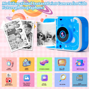 Pink Touch Kids Instant Print Camera, 1080P Dual Lens, Portable Digital Camera with Instant Thermal Printing, Blue, Ages 3-12, K20-BU