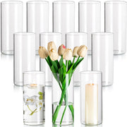 Glasseam Glass Cylinder Vases Set of 12, Clear Borosilicate Glass, 3.3 in Diameter, Three Heights for Floating or Pillar Candles LXZS6631-zhitong-20X8.5-12pcs