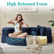 Z-HOM Folding Sofa Bed, 10 Inch Memory Foam Couch, Twin Size, Dark Blue, Includes 2 Pillows, Washable Cover, 2-in-1 Futon Sleeper ROC4-013