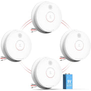 SITERWELL GS562A Hardwired Interconnected Photoelectric Smoke Detector with 9V Backup Battery, Test/Silence Button, 4 Pack