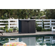 Keter Store-It-Out Prime Resin Outdoor Storage Shed, 4.3 x 2.3 Foot, Black, Easy Lift Hinges, Double Door, Ventilated, Lockable