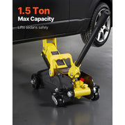 KFFKFF Low Profile Floor Jack, 1.5 Ton Capacity, Steel Racing Jack with Quick Lift Pump, 5.1-12.2 in Lifting Range, VL-80015