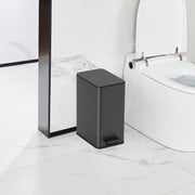 Nine Stars Step-On Bathroom Trash Can, 3 Gallon, Fingerprint-Resistant Stainless Steel, Soft-Close Lid, Pedal Operation, Black