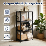 Garitin Plastic 4-Shelf Storage Rack, Multi-Purpose, Black, 24 x 12.2 x 51.57 in