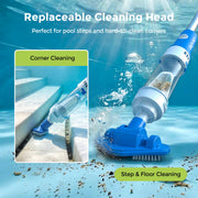 Syvio 2-in-1 Cordless Handheld Pool Vacuum with Telescopic Pole, 60 Min Runtime, Blue