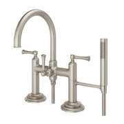 Pfister Tisbury Deck Mount Tub Filler with Hand Shower, Brushed Nickel, LG6-2TBK