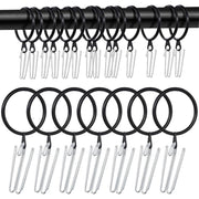 Nobrand Metal Curtain Rings with 4-Prong Pinch Pleat Hooks, 38mm Inner Diameter, 60-Piece Durable Steel Drapery Accessories for Window and Shower Curtains