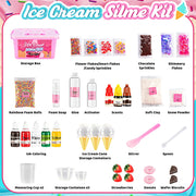 Changqing Slime Making Kit for Girls, DIY Ice Cream-Themed Slime Set with Pink Slime, Molds, and Portable Storage Case