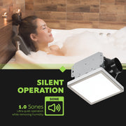 Homewerks Bathroom Exhaust Fan with Integrated Dimmable LED Light, 70 CFM, 1.0 Sones, Brushed Nickel Magnetic Trim