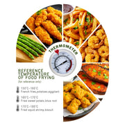Cook N Home Deep Fryer Pot, 5-Quart Japanese Tempura, 304 Stainless Steel with Temperature Control Thermometer, Oil Drip Rack, Tempered Glass Lid, 02872
