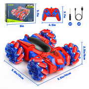 Hot Bee LY-014 Double-Sided RC Stunt Car, 360 Spins, Spider Design, 4WD All-Terrain Vehicle, LED Lights, Red and Blue