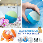 PickMora Gift 101822393 Bath Bombs for Kids, 20 Pack Handmade Natural Organic with Surprise Animal Toys, Assorted Scents, Gift Box