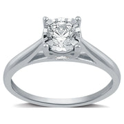 Forever Bride SOR1099H-KW220 1/2 Carat T.W. Round Diamond 10 Kt White Gold Miracle Plate Solitaire Engagement Ring, 7