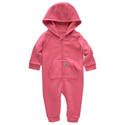 Carhartt Fleece Zip-Front Hooded Long-Sleeve Coveralls for Babies - Pink Lemonade - 24 Months