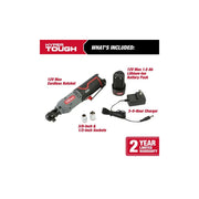 Hyper Tough 98804 Max 3/8-in Lithium-Ion Cordless Ratchet 12V with 1.5Ah Battery & Charger