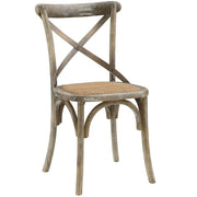 Modway Gear Dining Side Chair, Gray Elm Wood Frame, Natural Rattan Seat, Tapered Legs, Fully Assembled, EEI-1541-GRY