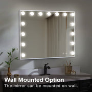 Fenchilin 5846 BT White Vanity Mirror with 15 Dimmable LED Lights, Bluetooth Speaker, USB Charging Port, Detachable Base, 23 x 18 in, White