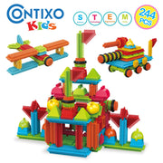 Contixo Bristle Building Blocks Set, 244-Piece Educational Sensory 3D STEM Toy for Kids Ages 3-8, ST7