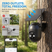 Pelard Outdoor Security Camera, Solar Powered, 4K Ultra HD, 360 Panoramic View, AI Human Detection, Color Night Vision, Two-Way Audio, Real-Time Alerts, IP66 Waterproof