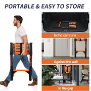 Stusgo 12.8FT Telescoping Ladder, Heavy-Duty Reinforced Carbon Steel, 330 lbs Capacity, Compact 36 in Collapsed, Weather-Resistant Coating