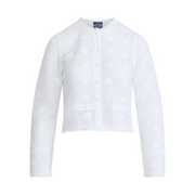 Scoop Womens and Womens Plus Crochet Flower Cardigan Sweater Lightweight Siz