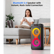 Gesnada K71 Karaoke Machine with 2 Wireless Microphones, 200W Peak Power, TWS, USB/TF/AUX, Perfect Graduation Gift