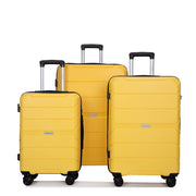 Tripcomp Hardshell Luggage SetCarry-on Lightweight Suitcase Set of 3Piece with Spinner WheelsTSA - YEllow