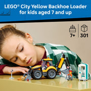 LEGO City Yellow Backhoe Loader Building Toy with Functional Bucket and Backhoe, Includes Minifigures and Accessories, 301 Pieces, 60480