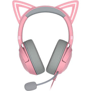 Razer RZ04-04730100-R3U1 Kraken Kitty V2 USB Wired RGB Headset: Chroma Kitty Ears - Stream Reactive Lighting - HyperClear Cardioid Mic - Triforce 40 mm Drivers - 7.1 Surround Sound - Quartz Pink