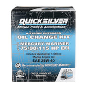 Quicksilver Oil Change Kit, 25W-40 Marine Engine Oil, 4-Stroke Mercury 75hp 90hp 115hp 1.7L Outboards, Includes Oil Filter and Drain Plug Seal, 8M0081913