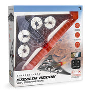Sharper Image Stealth Recon Video Drone, Real-Time 4K Streaming, 2-Axis Gimbal, Durable Foam Frame, LED Lights, Black, 8.4 in