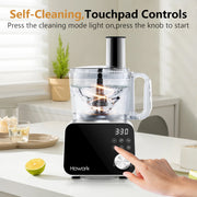 HOWORK E03 Food Processor, 12 Cup, 600W Multifunctional Vegetable Chopper and Meat Grinder, Six Speeds, Silver, E03