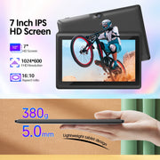 FITIFUN 7 Inch Android Tablet with Case, 4GB RAM, 32GB Storage, Quad-Core Allwinner Processor, HD IPS Display, WiFi 6, Bluetooth 5.0, Dual Camera, Blue