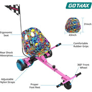Gotrax Hoverseat Hoverboard Go Kart Attachment with Adjustable Frame and Rear Shock Absorption, Compatible with 6.5