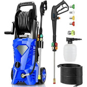 Huanherad 5000PSI Electric Pressure washer 3.0GPM Power washer with 33ft Hose Reel, 4 Tips, Blue