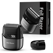 Nogroa Electric Razor for Men, Portable Mini Foil Shaver with 2 Floating Blades, IPX7 Waterproof, LED Display, USB-C Rechargeable, Cordless Beard Trimmer, Black