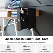 Vaultek Slider Series Biometric Handgun Safe with ViSN WiFi Connectivity, Quick Access, Black Carbon Steel, NSL2i