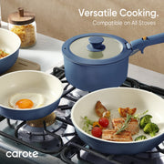 Carote A14028 13Pcs Nonstick Cookware Sets, Pots and Pans with Detachable Handles, Induction Cookware, Navy Blue