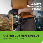 Greenworks 2019202 Pro 60V 16 in. Brushless Cordless 2kW Chainsaw with 2.5 Ah Battery and Charger