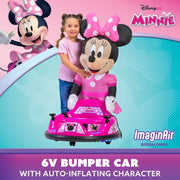 Flybar Minnie Mouse 6V ImaginAir Ride On Bumper Car with Inflatable Character, Dual Joystick Controls, LED Lights, Pink