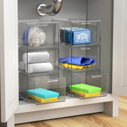 Sorbus Stackable Acrylic Drawers, Clear Plastic Storage Bins, 8-Count, Smooth Sliding with Easy-Grip Handles, Anti-Slip Gel Feet, Customizable Labels