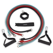 Reebok Delta Total Body Resistance Kit with Interchangeable Tubing, Adjustable Straps, Handles, Ankle Strap, Portable Fitness Equipment, 17-65035