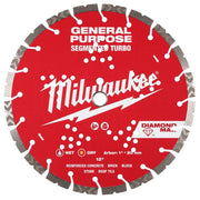 Milwaukee 12 in. Diamond Max Segmented Turbo General Purpose Diamond Blade, Red, 49-93-9012