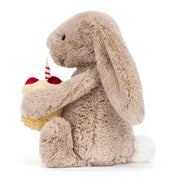 Jellycat Bashful Beige Bunny Birthday Plush, Soft 9 Inch Cuddly Toy BAS3BEBB