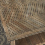 Steve Silver Milani Solid Mango Wood Rectangular Cocktail Table, Chevron Patterned Top, Natural Finish, 47 in, with Bottom Shelf