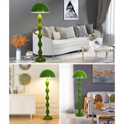 Elinkume Mushroom Floor Lamp, Modern Design, Green, 59 in Height, Integrated Dimmable LED, Foot Step Switch, LDD-MGD001GR