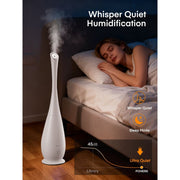 FOHERE Ultrasonic Tower Humidifier, 5L Cool Mist, Quiet Operation, Adjustable Humidistat, Essential Oil Diffuser, 48H Run Time, White, HU-S1