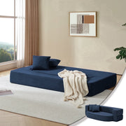 Z-HOM Folding Sofa Bed, 10 Inch Memory Foam Couch, Twin Size, Dark Blue, Includes 2 Pillows, Washable Cover, 2-in-1 Futon Sleeper ROC4-013