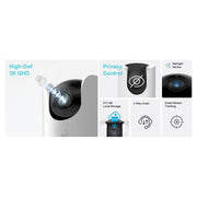 TP-Link Tapo TC73 Indoor 2K Wi-Fi Security Plug-In Camera with Privacy Control and Smart Motion Tracking - White